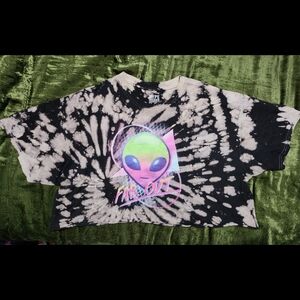 Hype Black and Cream Tie-Dye Alien Tee